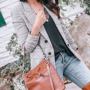 Oversized Plaid Houndstooth Blazer